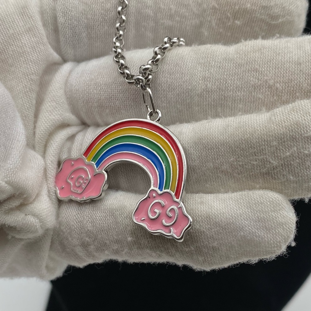 Gucci Full Inclusion Enamel Rainbow Ghost Pendant Necklace With Gift Bag & Box - Picture 12 of 16
